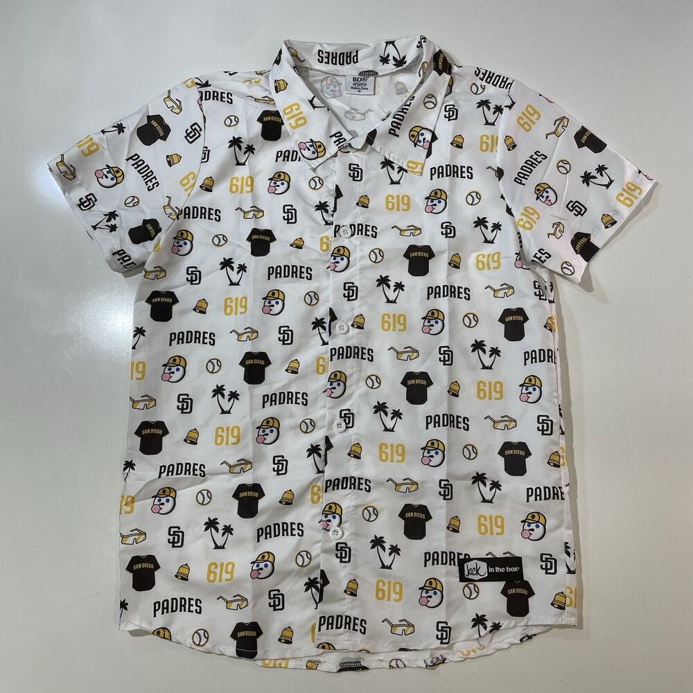 San Diego Padres Shirt Button Jack in the Box Hawaiian MLB Giveaway Shirt BDA M
